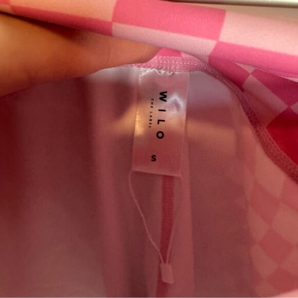 Wilo The Label Pink Checkered High Rise Biker Shorts Size Medium - Picture 4 of 7